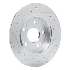 Acura Integra Brake Rotor (1) - Rear Left - R1 Concepts - Drilled & Slotted - Silver - `22-`25